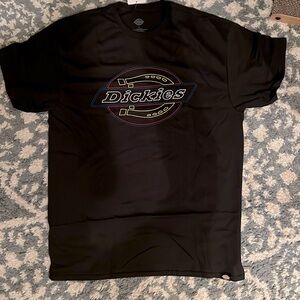 Dickies Mens Shirt Large Black Plain Logo Short Sleeve Cotton Casual T